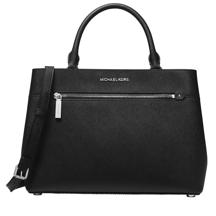 Michael Kors Hailee Saffiano Leather Medium Satchel- Black