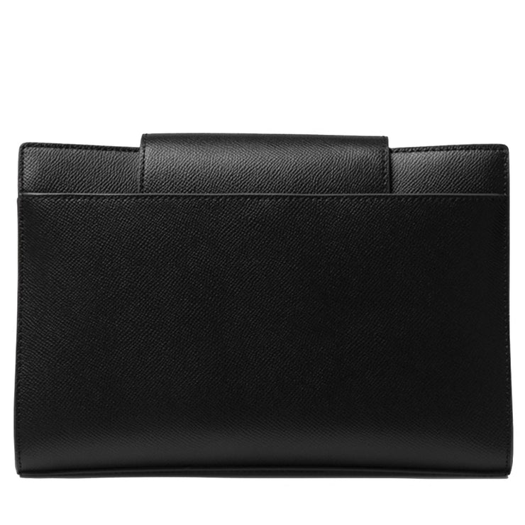 Michael Kors Large Crossgrain Leather Convertible Crossbody Clutch Bag- Black