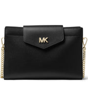 Michael Kors Large Crossgrain Leather Convertible Crossbody Clutch Bag- Black