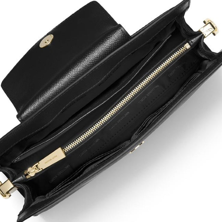 Michael Kors Large Crossgrain Leather Convertible Crossbody Clutch Bag- Black