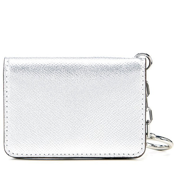Michael Kors Leather Key Ring Card Holder- Silver