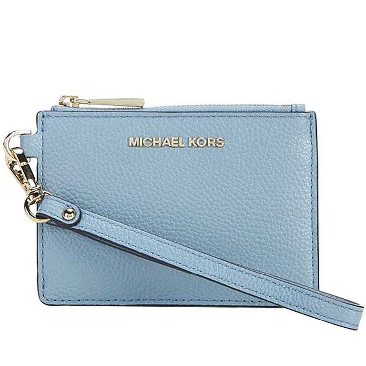 Michael Kors Leather Small Coin Purse- Key- Card Holder- Wristlet- Powder Blue