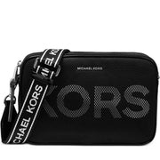 Michael Kors Logo Large East West Crossbody Bag- Black- Optic White
