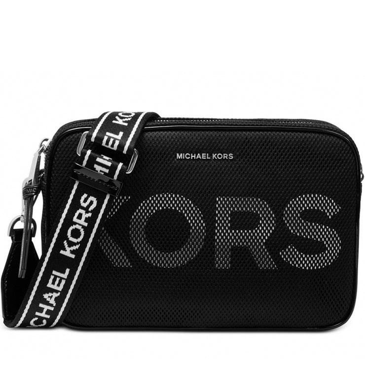 Michael Kors Logo Large East West Crossbody Bag- Black- Optic White