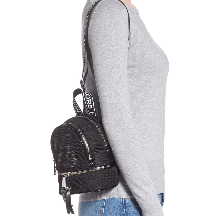 Michael Kors Rhea Medium Pebbled Leather Backpack - Black / Optic White