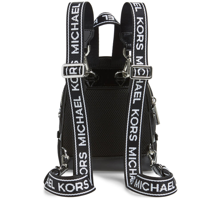 Michael Kors Rhea Zip Logo Convertible Messenger Backpack Bag- Black- Optic White