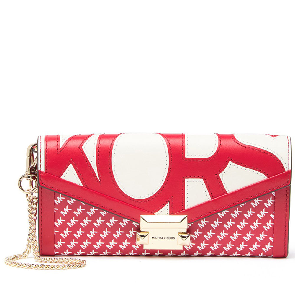 Michael Kors Whitney Large Graphic Logo Chain Wallet/ Wristlet –