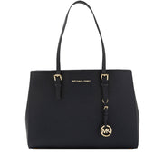 Michael Kors Jet Set Travel Large East West Leather Tote Bag- Black