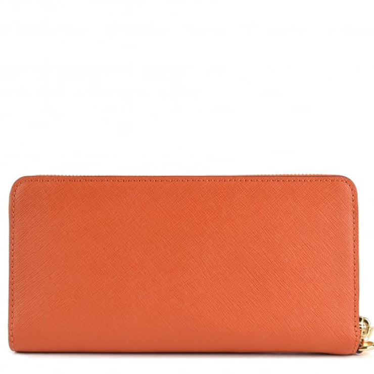 Michael Kors Jet Set Travel Leather Continental Wristlet Wallet- Burnt Orange