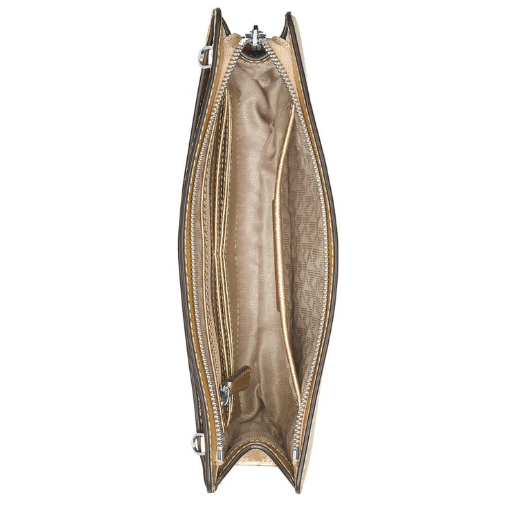 Michael Kors Jet Set Large Saffiano Leather Convertible Crossbody Clutch Bag- Pale Gold