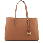 Michael Kors Jet Set Travel Large East West Leather Tote Bag- Luggage