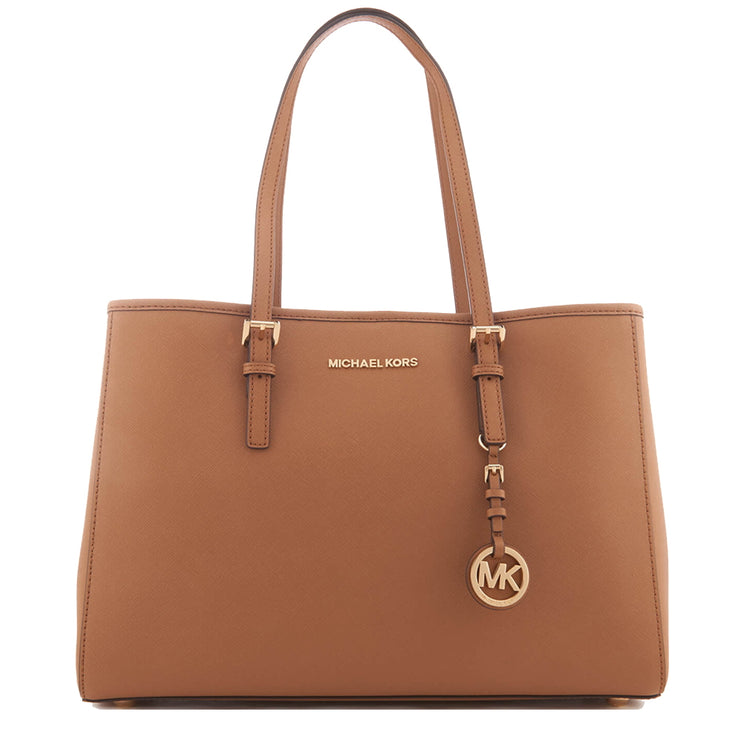 Michael Kors Jet Set Travel Large East West Leather Tote Bag- Luggage