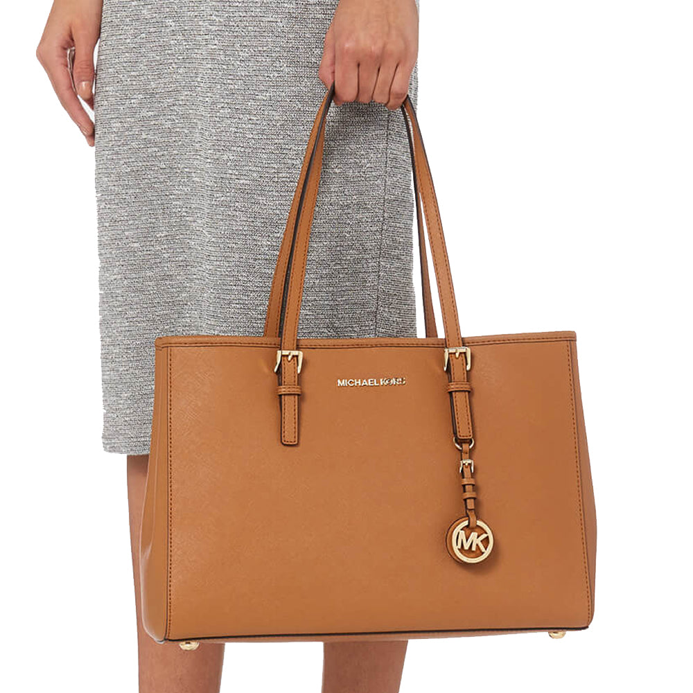 Michael Kors Jet Set Travel Large East West Leather Tote Bag –