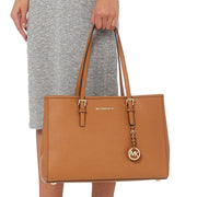 Michael Kors Jet Set Travel Large East West Leather Tote Bag- Luggage