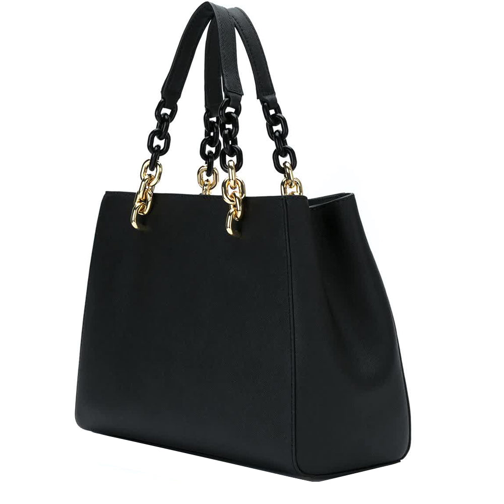 Cynthia saffiano leather satchel black deals