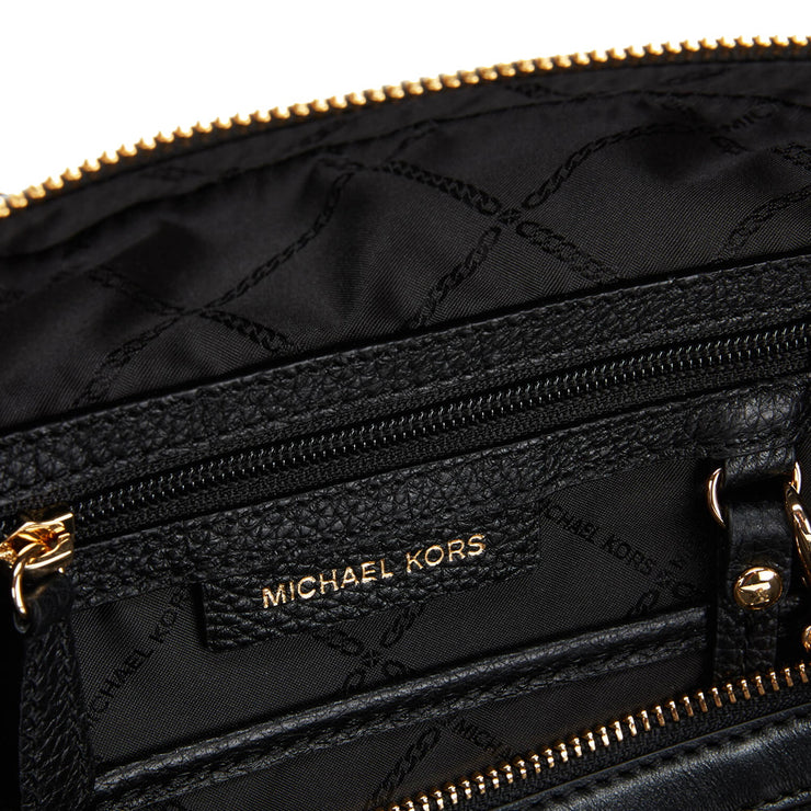 Michael Kors Bedford Legacy Medium Pebbled Leather Convertible Satchel Bag- Black