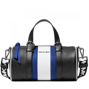 Michael Kors Stanton Medium Striped Pebbled Leather Barrel Bag- Sapphire Multi