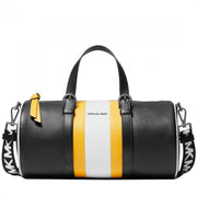 Michael Kors Stanton Medium Striped Pebbled Leather Barrel Bag- Sunflower Multi