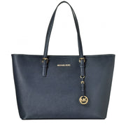 Michael Kors Jet Set Medium Saffiano Leather Top-Zip Tote Bag- Admiral