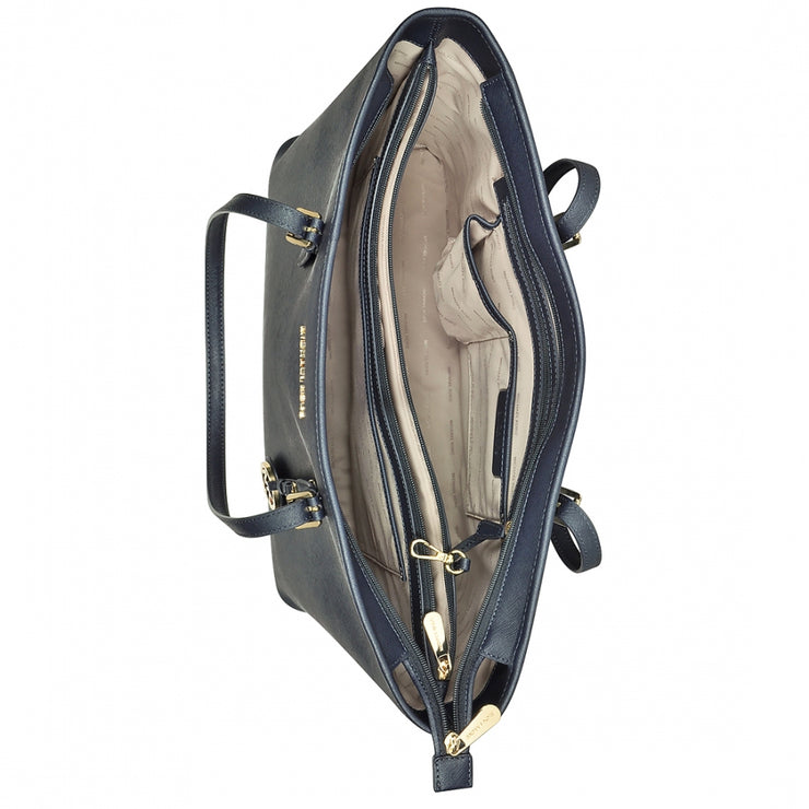 Michael Kors Jet Set Medium Saffiano Leather Top-Zip Tote Bag –