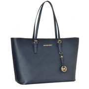 Michael Kors Jet Set Medium Saffiano Leather Top-Zip Tote Bag- Admiral