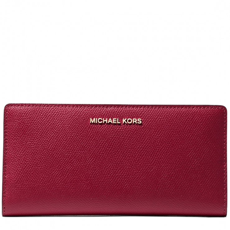 Michael Kors Large Two-Tone Crossgrain Leather Slim Wallet- Berry Multi