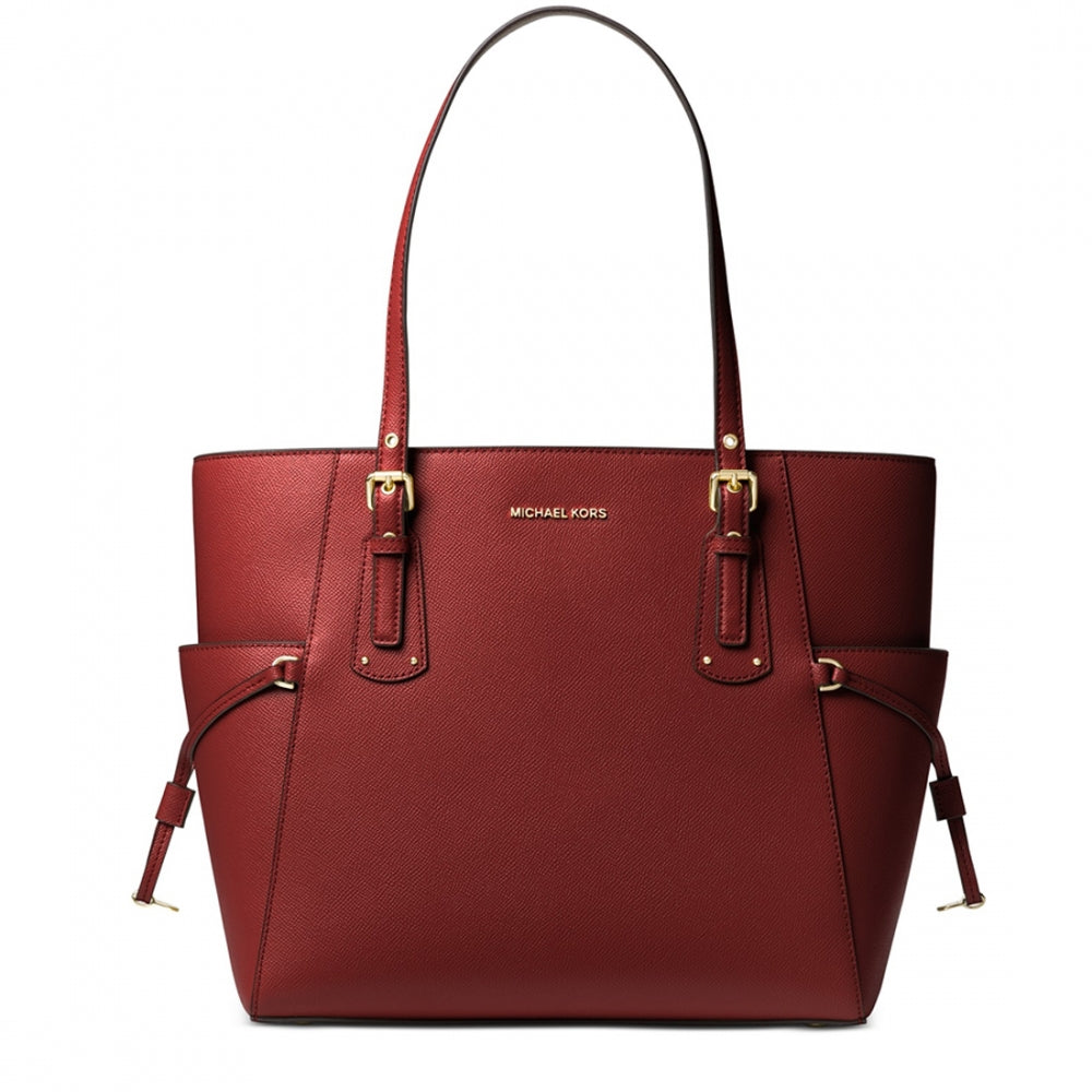Michael Kors Voyager Small Crossgrain Leather Tote Bag 30H7GV6T9L PinkOrchard