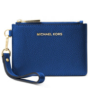 Michael Kors Mercer Leather Coin Purse/ Card Holder/ Wristlet- Vintage Blue