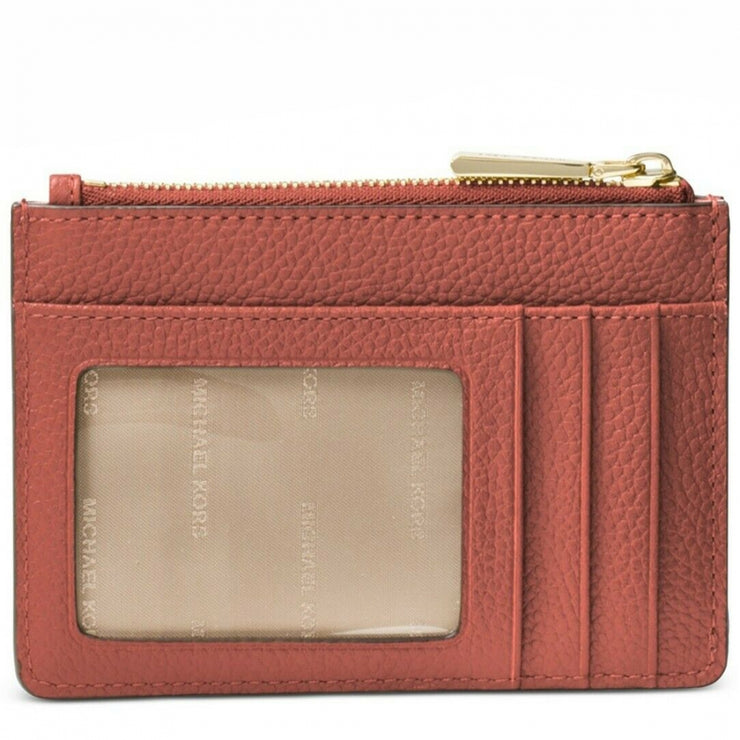 Michael Kors Mercer Leather Coin Purse/ Card Holder/ Wristlet- Sunset Peach