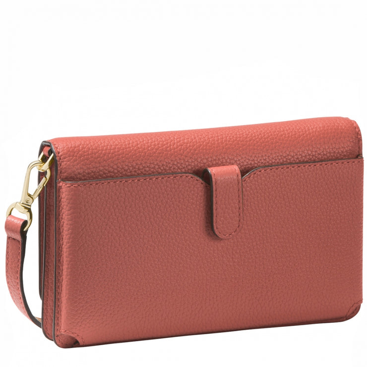 Michael Kors Pebbled Leather Convertible Wallet/ Crossbody Bag- Sunset Peach