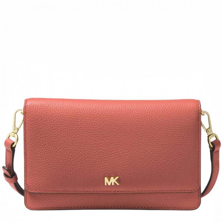 Michael Kors Pebbled Leather Convertible Wallet/ Crossbody Bag- Sunset Peach