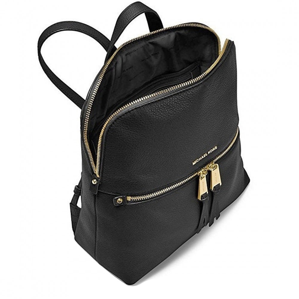 Michael Kors Rhea Zip Medium Slim Backpack Bag in Black 38H0GEZB6L –