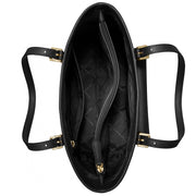 Michael Kors Jet Set Leather Medium Pocket Multifunction Tote Bag- Black