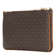 Michael Kors Large Signature Double Pouch Crossbody Bag- Brown