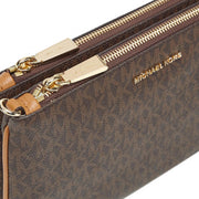 Michael Kors Large Signature Double Pouch Crossbody Bag- Brown