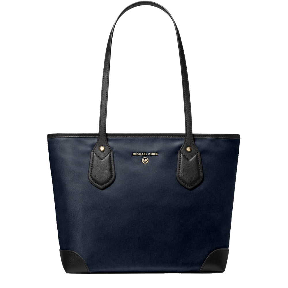 Michael Kors Eva Small Nylon Gabardine Top Zip Tote Bag in Navy