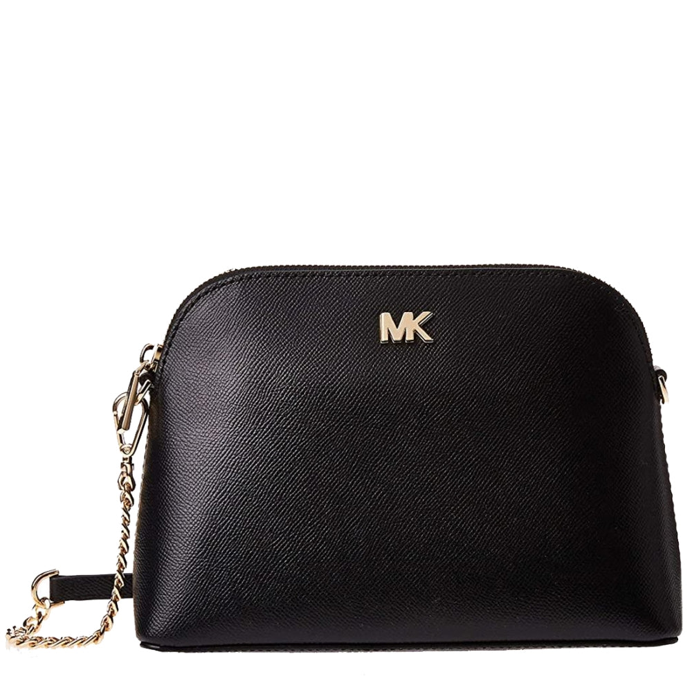 Michael Kors Large Crossgrain Leather Dome Crossbody Bag in Black