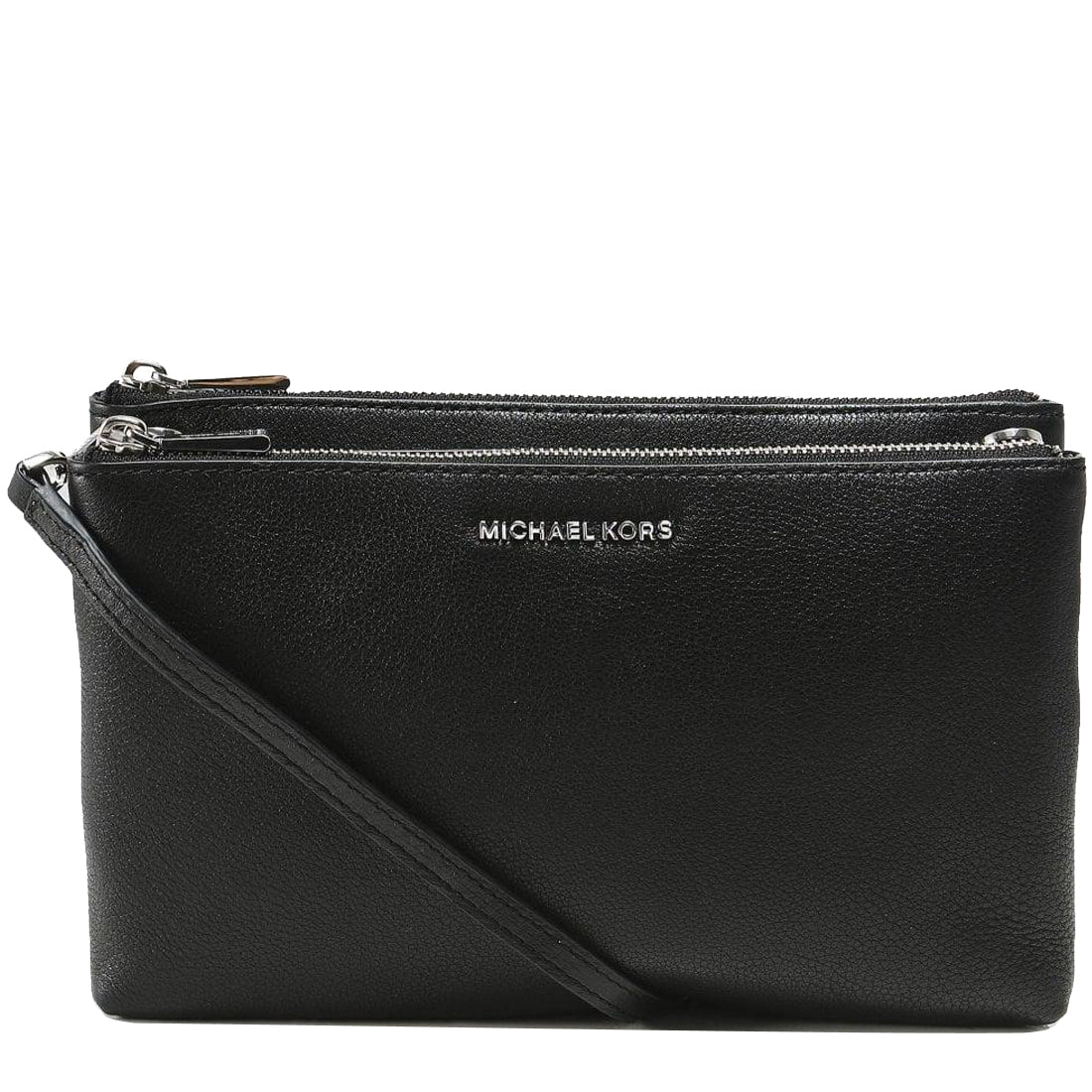 Michael Kors Large Pebbled Leather Double Pouch Crossbody Bag in Black