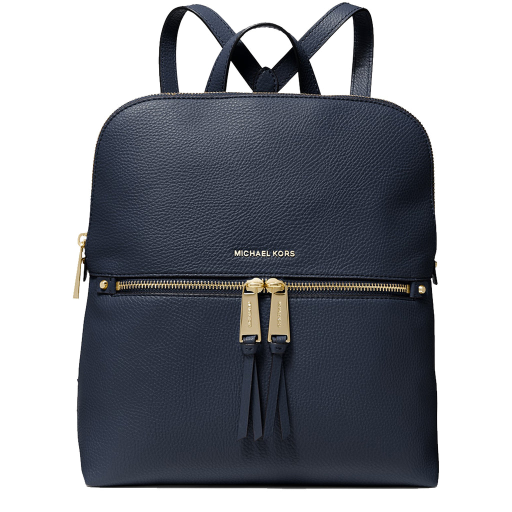 Michael Kors Rhea Medium Slim Leather Backpack Bag in Navy  display picture 2