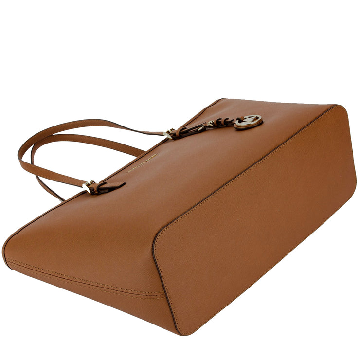 Michael Kors Jet Set Travel Saffiano Leather Medium Top Zip Multi-Function Tote  Bag in Luggage 38S1GTVT8L –
