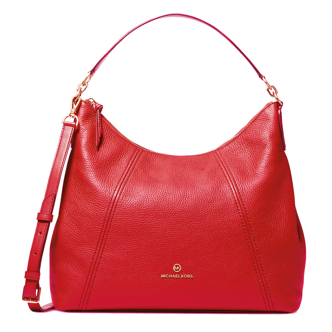 Michael Kors Sienna Large Pebbled Leather Shoulder Bag in Crimson