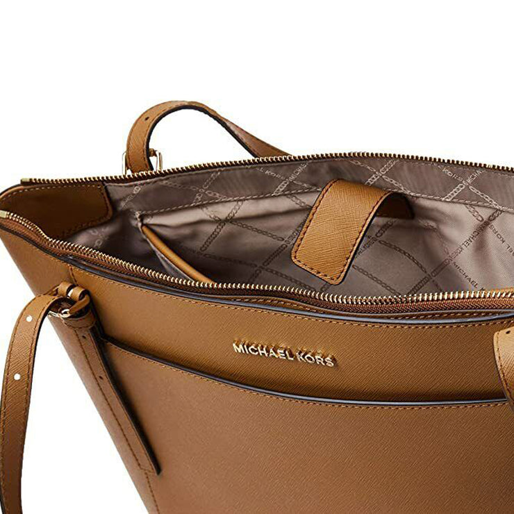 voyager large saffiano leather top zip tote