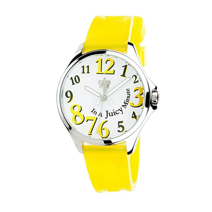 Ladies Yellow Silicon Strap Watch w White Dial