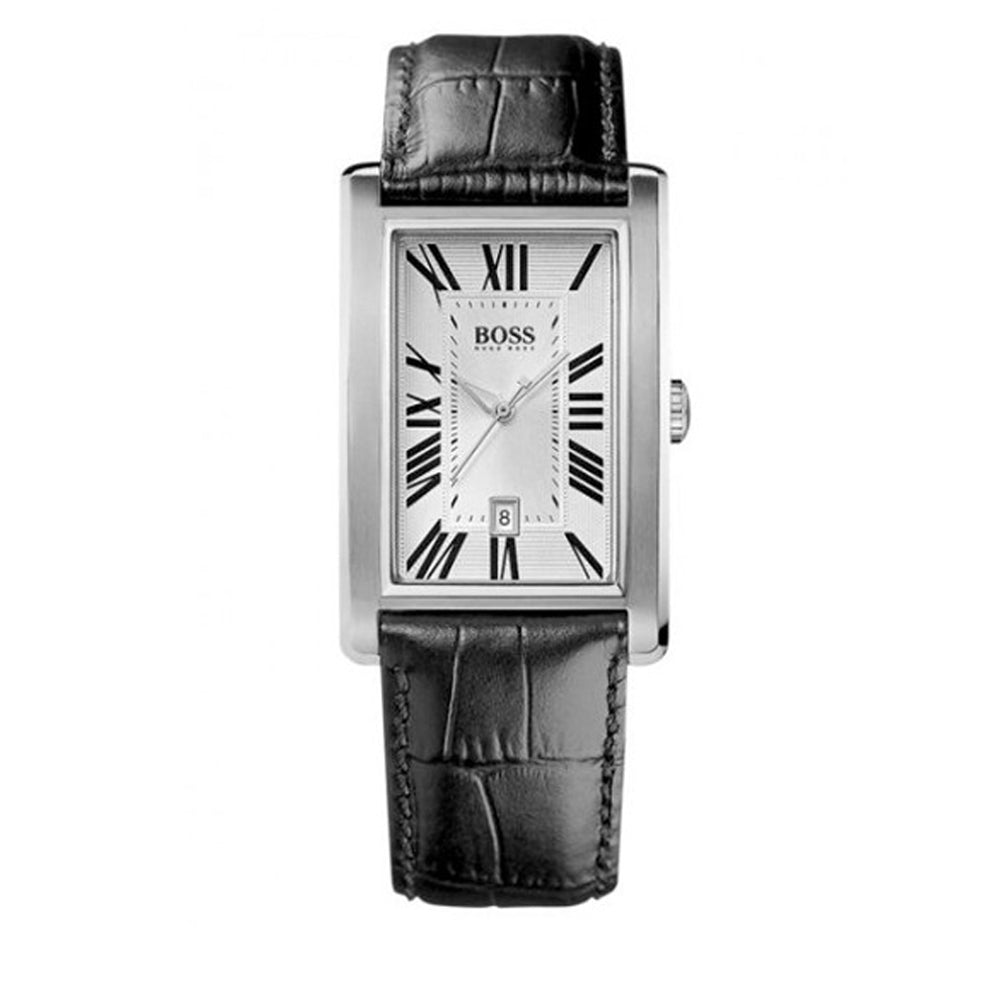 Hugo Boss Watch 1512707- Black Leather with Rectangular Dial Men Watch ...