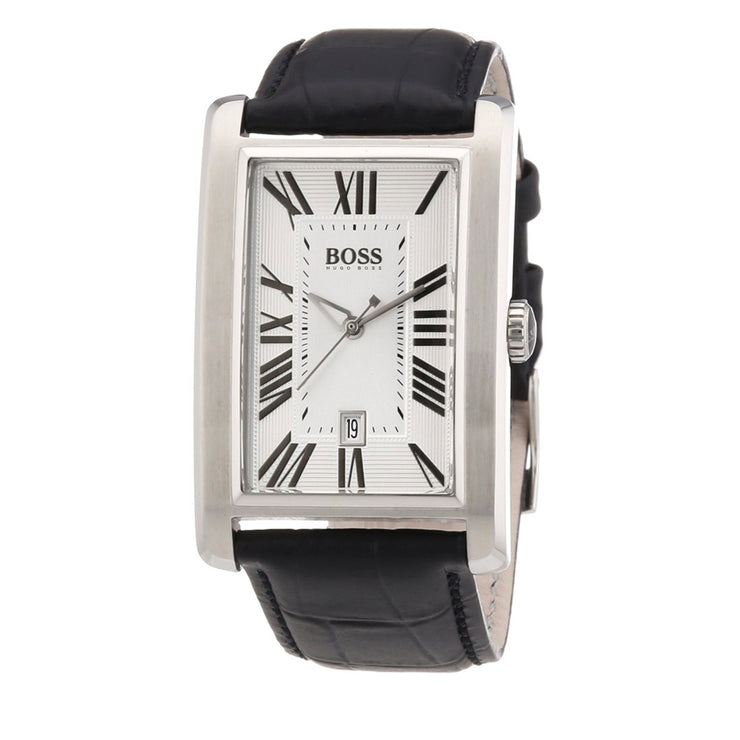 Hugo Boss Watch 1512707- Black Leather with Rectangular Dial Men Watch