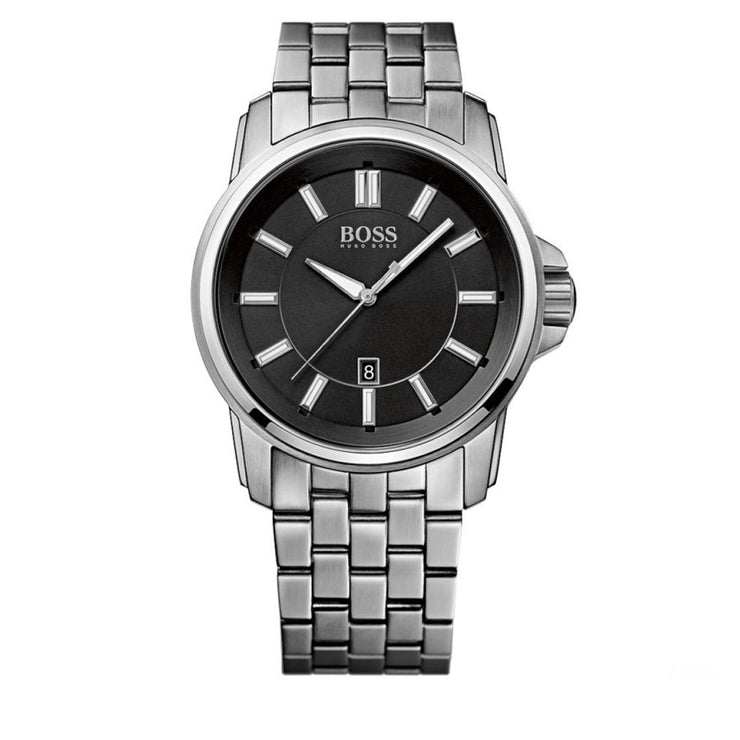 Hugo Boss Watch 1513043- Silver Stainless Steel with Black Round Dial Men Watch