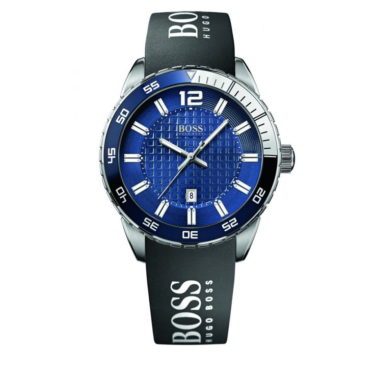 Hugo Boss Watch 1512887- Black Silicon with Round Blue Dial Men Watch