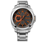 Hugo Boss Watch 1513117- Stainless Steel with Black Round Dial & Orange Accents Men Watch
