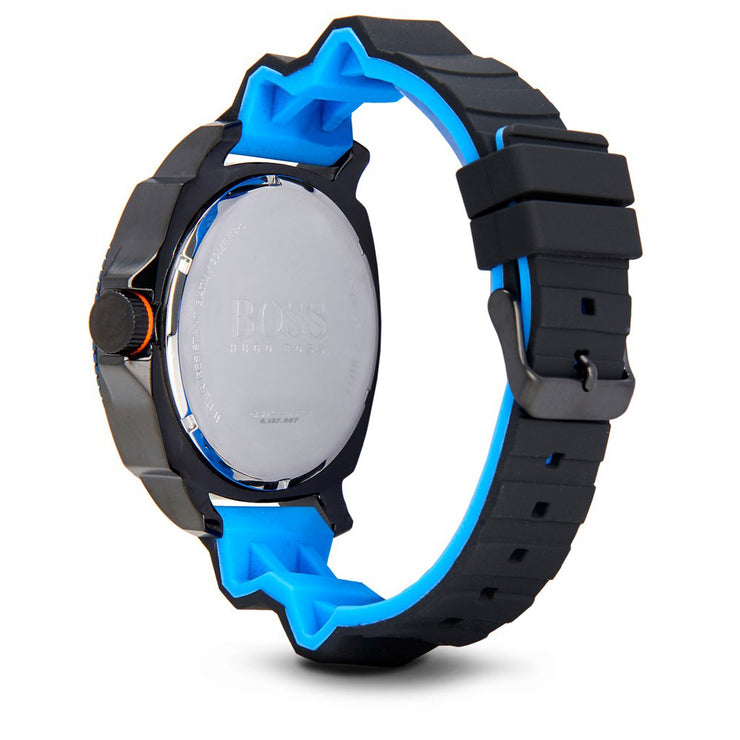 Hugo Boss Watch 1513108- Black Silicon with Round Black Dial & Blue Accents Men Watch