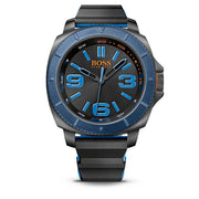 Hugo Boss Watch 1513108- Black Silicon with Round Black Dial & Blue Accents Men Watch